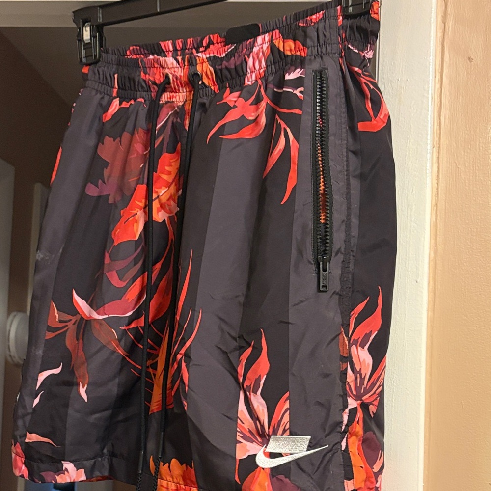 Nike Black and Red Floral Patterned Shorts